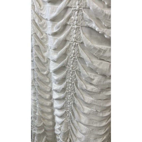 NWT RARE BETSEY JOHNSON RUFFLE & TWINKLE CREAM SEQUIN MAXI DRESS GOWN SIZE LARGE - Picture 7 of 10